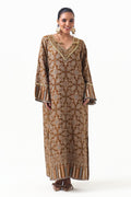 Hania Embroidered Shawl Kaftan (Mustard)