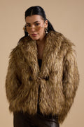Katy Short Jacket with Brown & Gold Faux Fur
