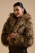 Olivia Faux Fur Jacket (Brown & Beige)