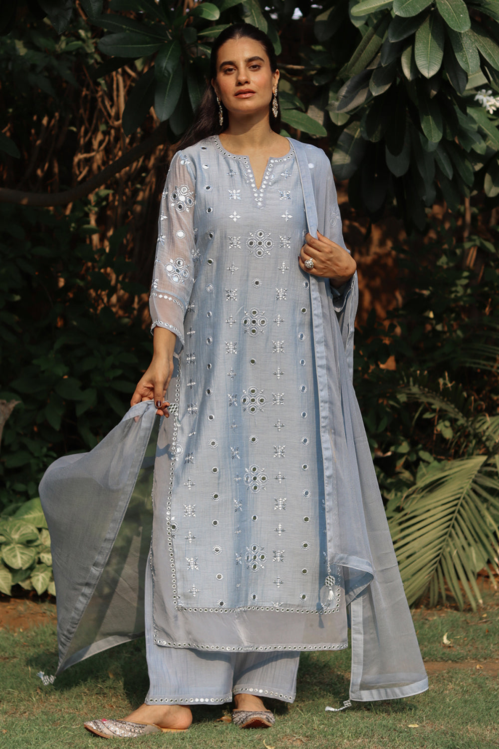 Asma Mul Chanderi Embroidered Kurta Set