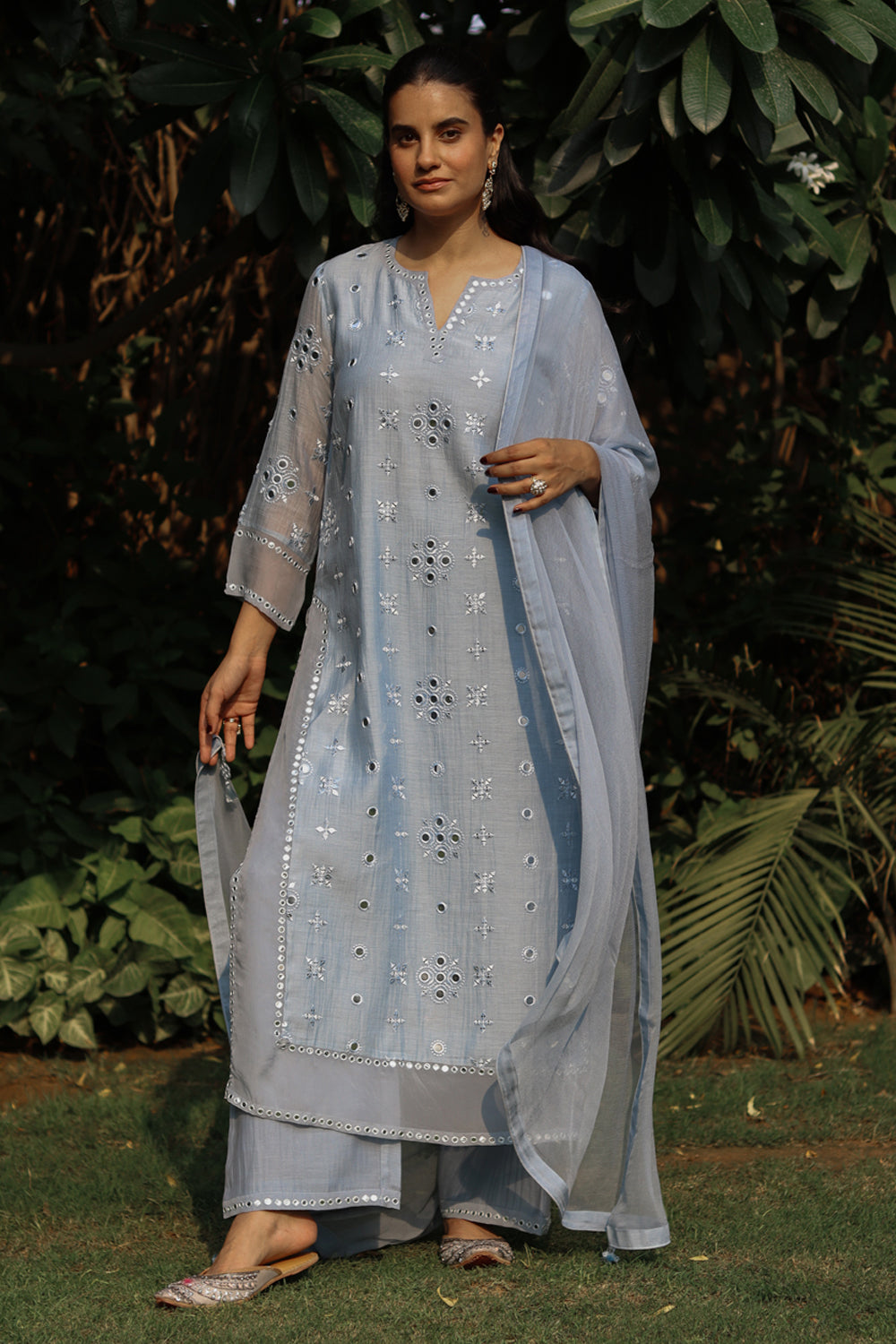Asma Mul Chanderi Embroidered Kurta Set