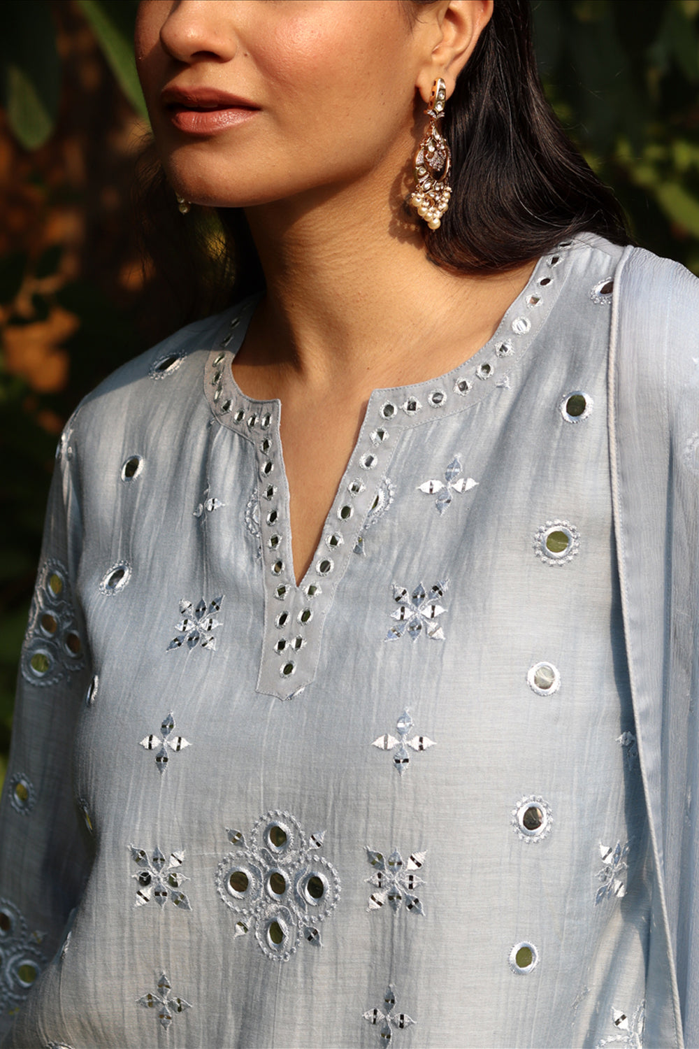 Asma Mul Chanderi Embroidered Kurta Set