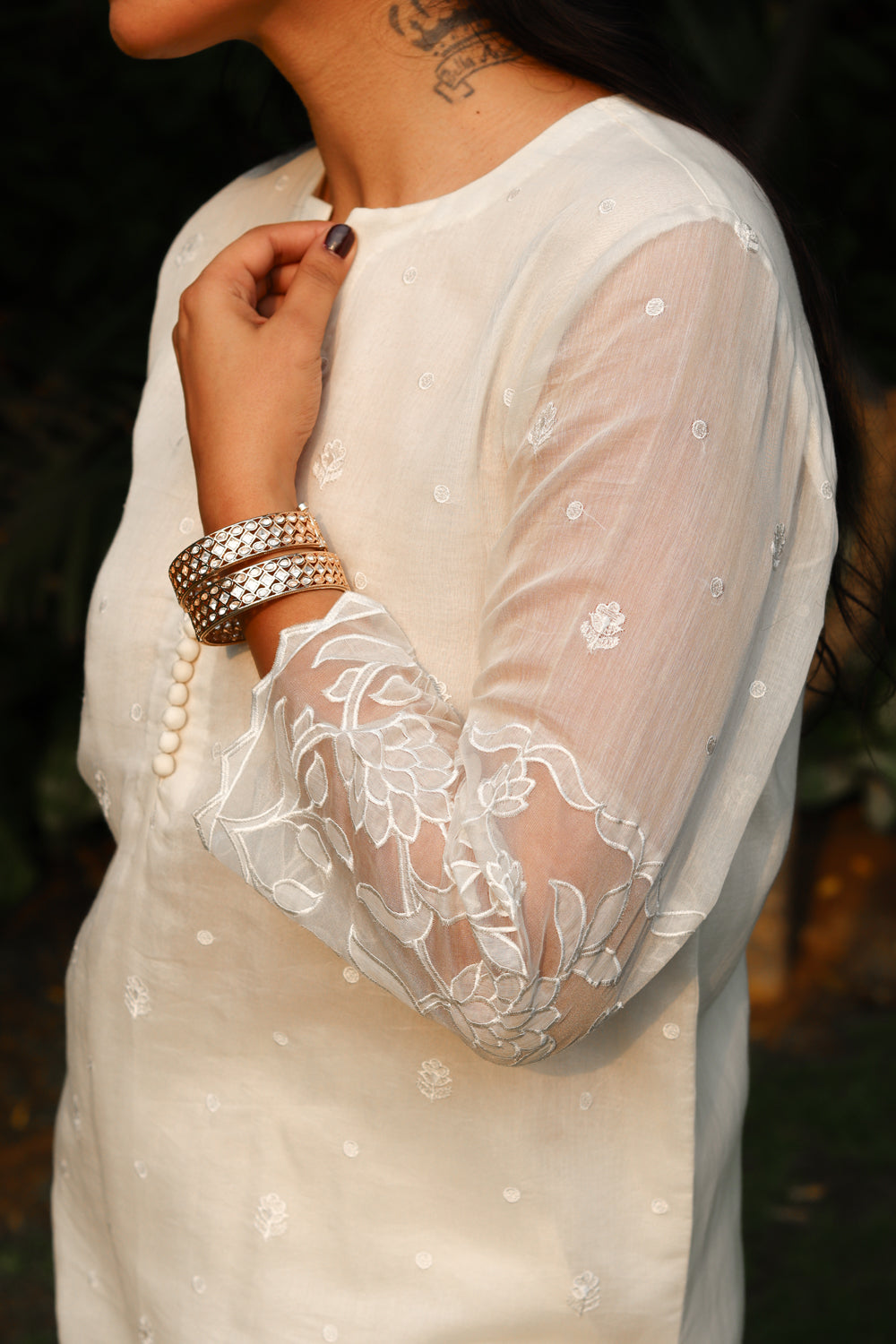 Hana Mul Chanderi Embroidered Kurta Set