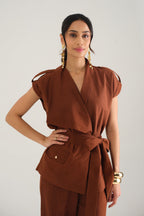Remi Draped Co-ord Set (Mocha)