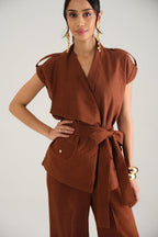 Remi Draped Co-ord Set (Mocha)