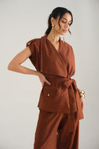 Remi Draped Co-ord Set (Mocha)