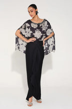 Rosetta Hand-Embroidered Cape Top & Skirt Set