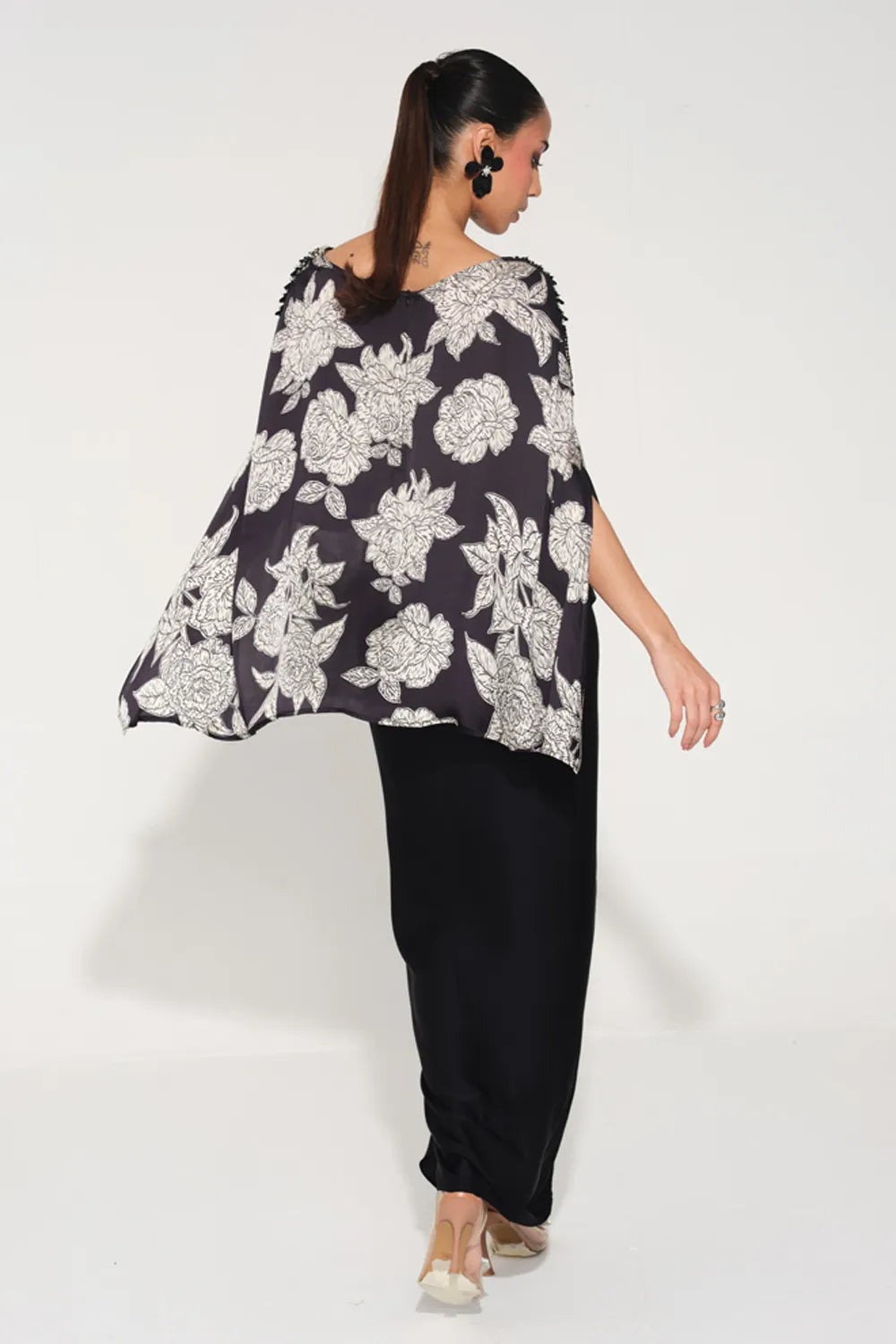 Rosetta Hand-Embroidered Cape Top & Skirt Set