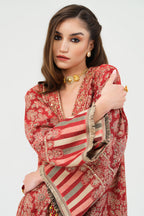 Inaaya Embroidered Shawl Kaftan (Red)
