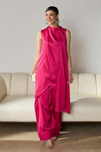 Talia Draped Set in Fuchsia