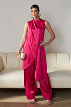 Talia Draped Set in Fuchsia