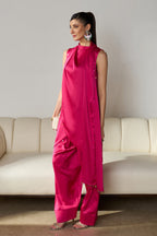 Talia Draped Set in Fuchsia