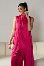 Talia Draped Set in Fuchsia