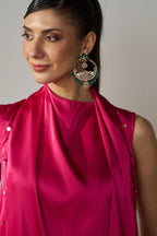 Talia Draped Set in Fuchsia