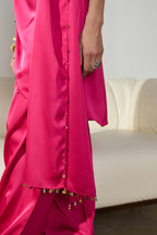 Talia Draped Set in Fuchsia