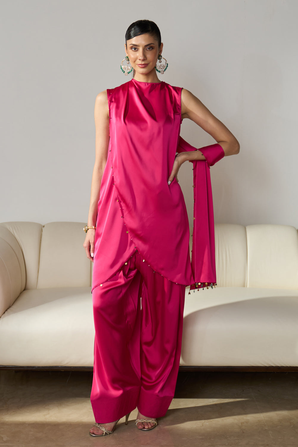 Talia Draped Set in Fuchsia
