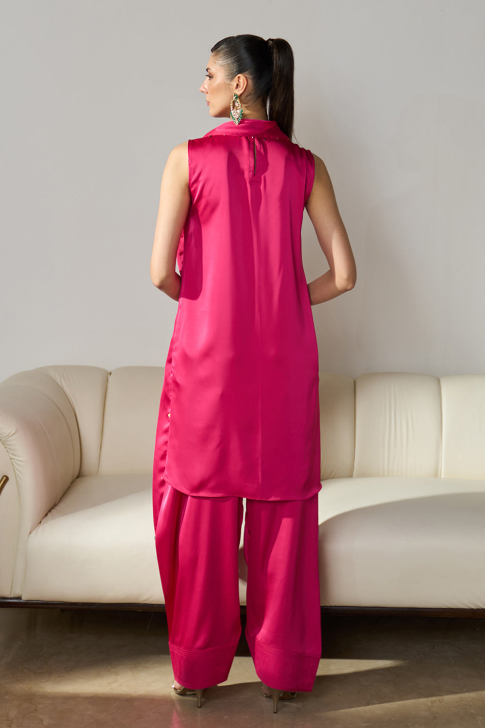 Talia Draped Set in Fuchsia