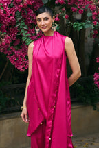 Talia Draped Set in Fuchsia