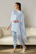 Ziva Fringed Co-ord Set (Ice Blue)