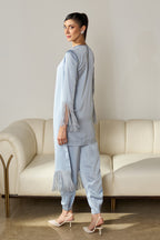 Ziva Fringed Co-ord Set (Ice Blue)