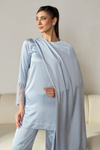 Ziva Fringed Co-ord Set (Ice Blue)