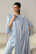 Ziva Fringed Co-ord Set (Ice Blue)
