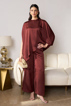 Asymmetric Draped Co-ord Set (Mocha)
