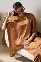 Asymmetric Draped Co-ord Set (Caramel)