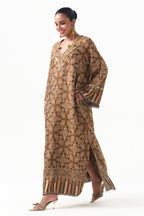 Hania Embroidered Shawl Kaftan (Mustard)