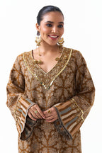 Hania Embroidered Shawl Kaftan (Mustard)
