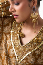 Hania Embroidered Shawl Kaftan (Mustard)